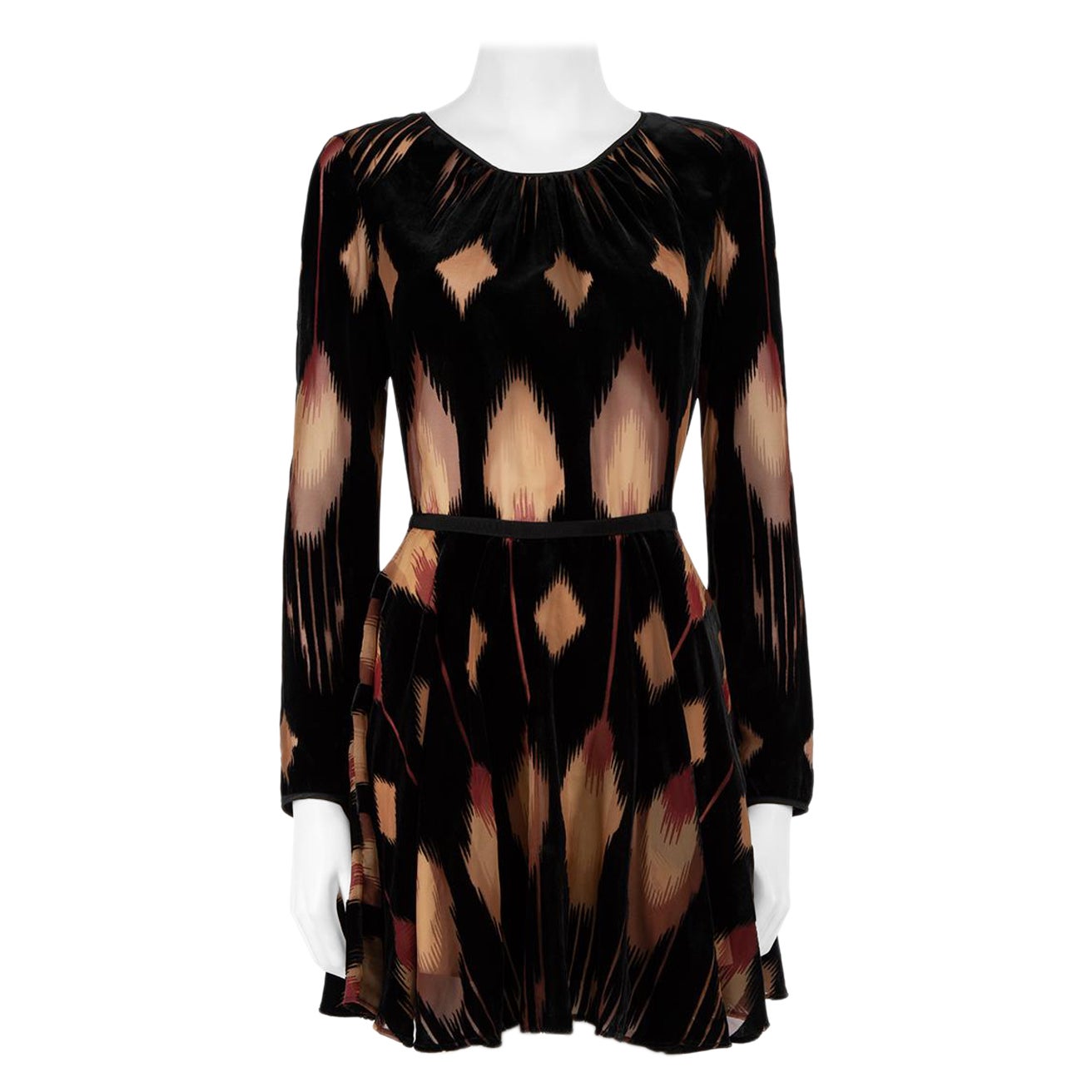 Pinko Black Velvet Flocked Abstract Mini Dress Size XS For Sale