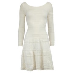 Ronny Kobo White Round-Neck Knitted Dress Size XS