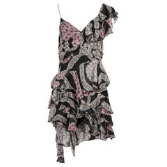Isabel Marant Asymmetric Shoulder Print Mini Dress Size L