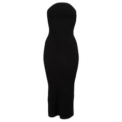 Khaite Black Strapless Ribbed Knit Midi Dress Size S