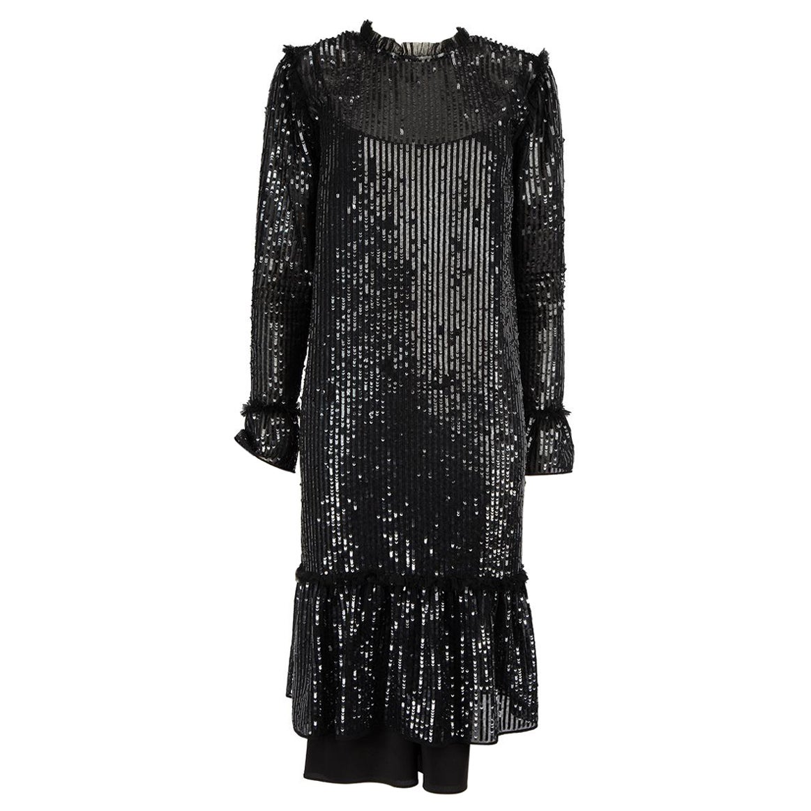 Needle & Thread Black Sequin Tunic Dress Size M For Sale