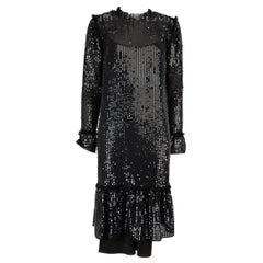 Used Needle & Thread Black Sequin Tunic Dress Size M