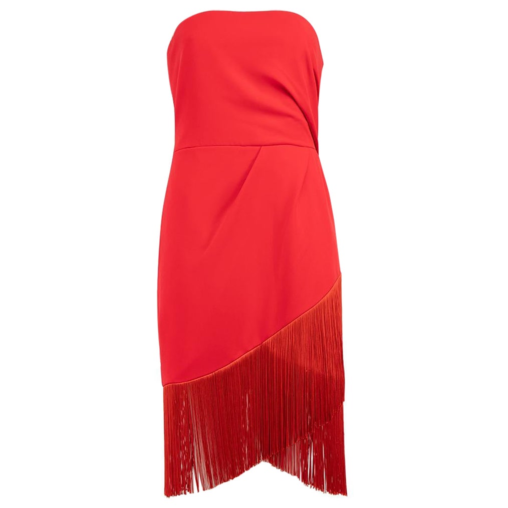 Honayda Red Tassel Strapless Mini Dress Size L For Sale