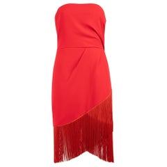 Honayda, mini-robe sans bretelles à pompons rouges, taille L