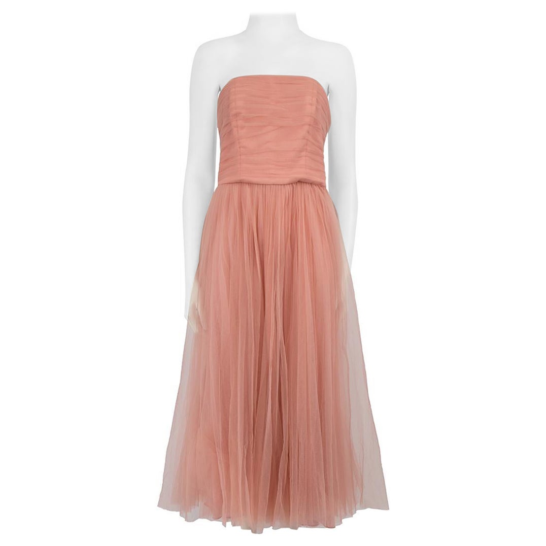 Honayda Pink Strapless Tulle Midi Dress Size XL For Sale
