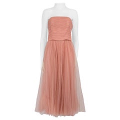 Honayda Pink Strapless Tulle Midi Dress Size XL