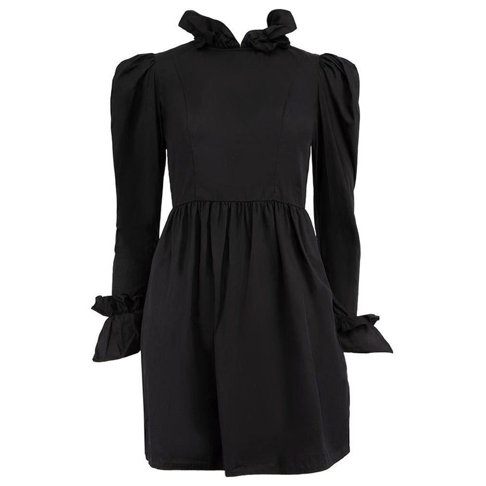 Batsheva Black Collar Ruffle Accent Mini Dress Size XS For Sale