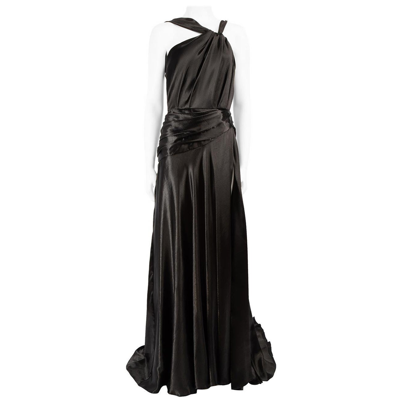 Honayda Black Sleeveless Drape Detail Gown Size M For Sale