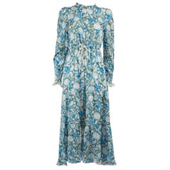 ME+EM Blue Floral Tie Wiast Maxi Dress Size XS