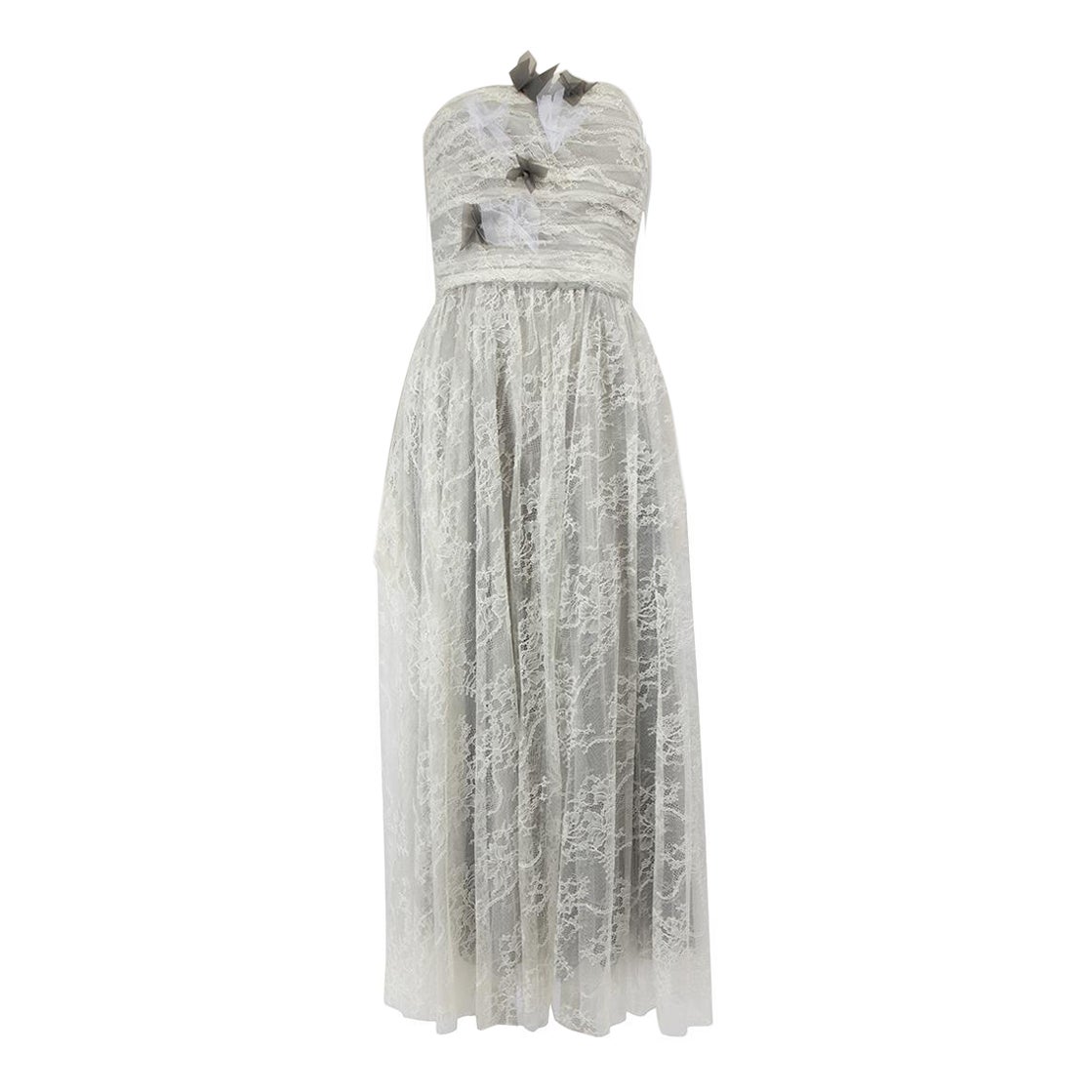Honayda White Floral Lace Maxi Dress Size XL For Sale
