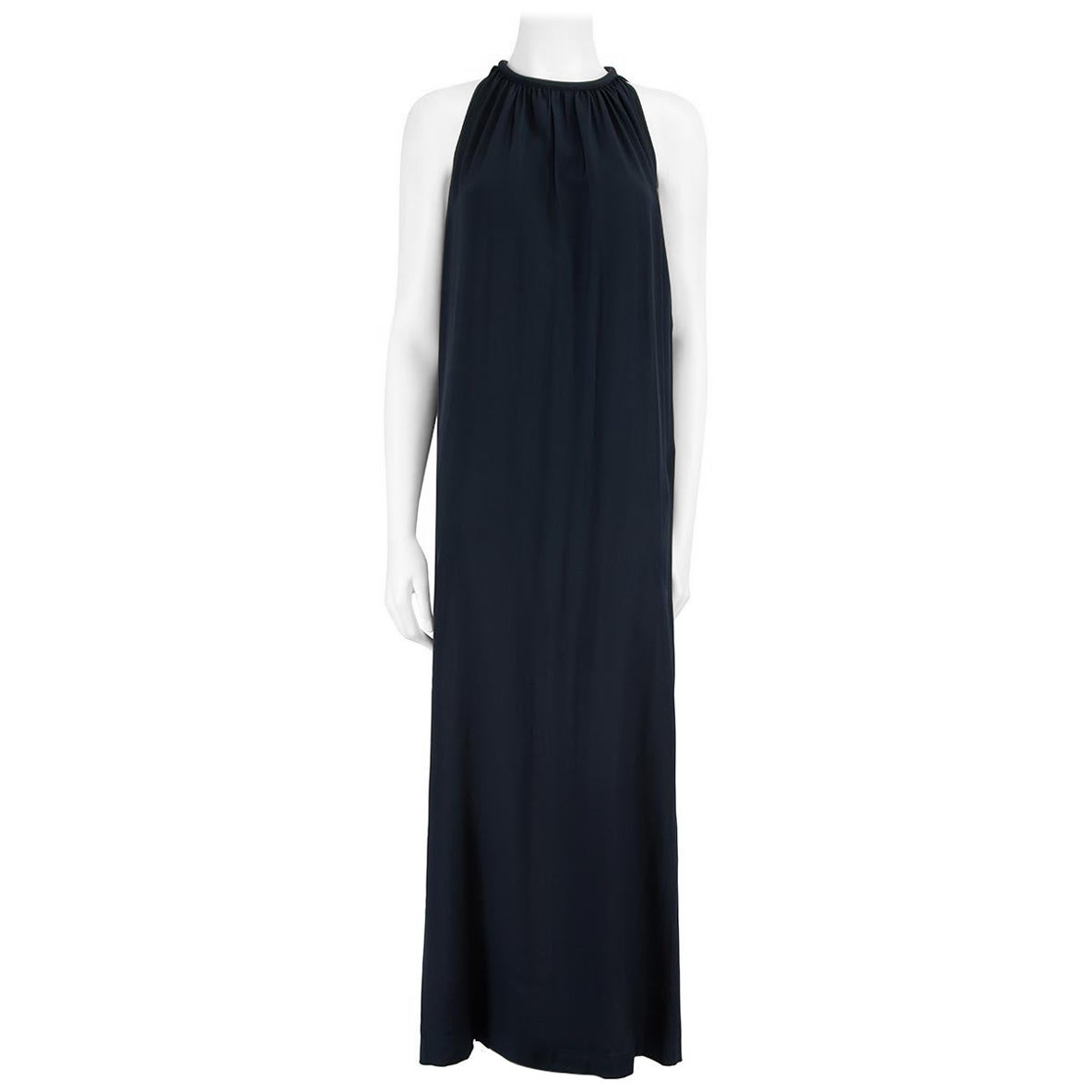 Bella Freud Navy Silk Maxi Dress Size XL For Sale