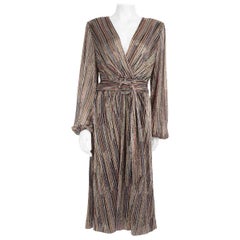 Rebecca Vallance Striped Metallic Bellagio Midi Dress Size XL
