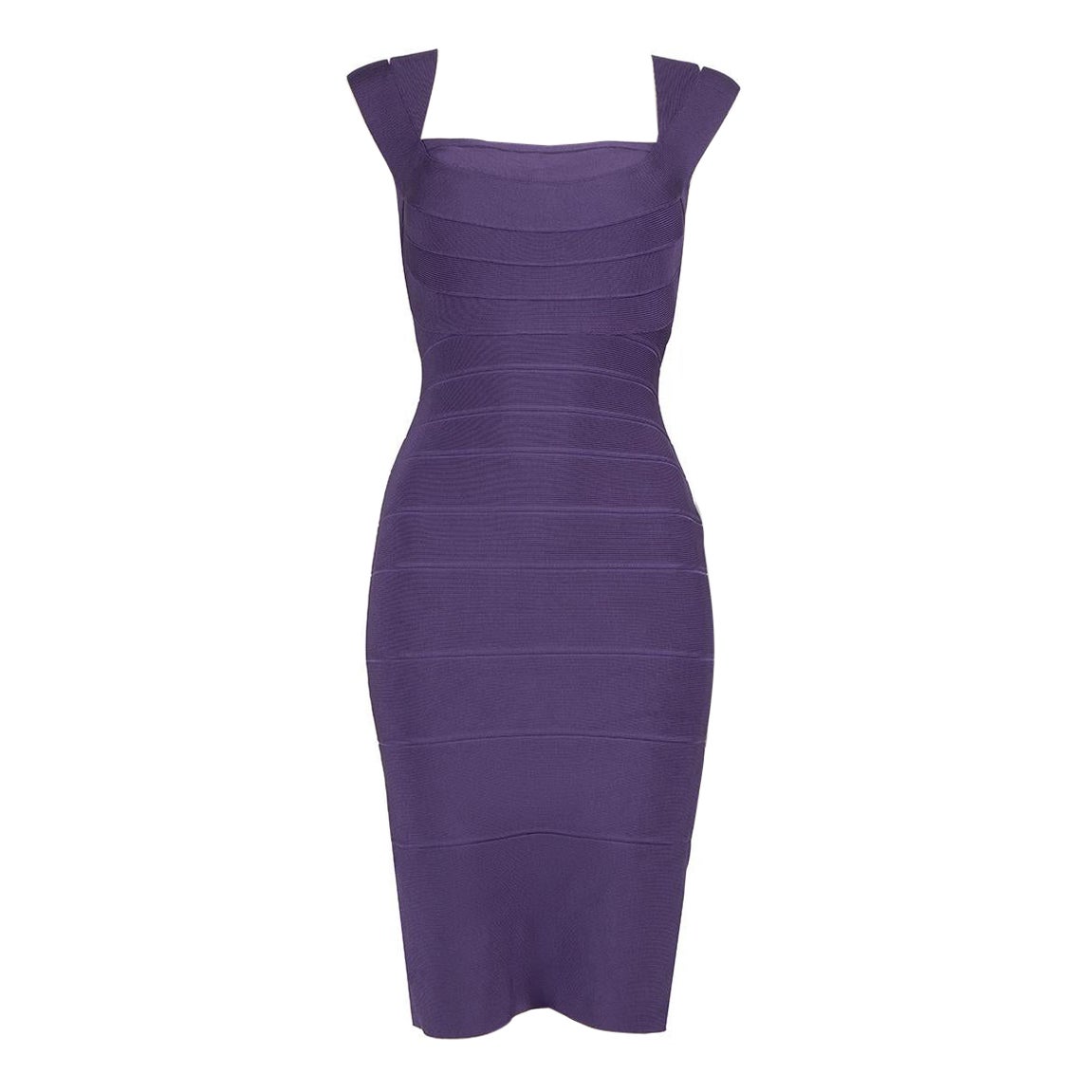 Herve Leger Purple Square Neck Bodycon Dress Size XS For Sale