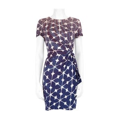 Used Diane Von Furstenberg Blue Zoe Abstract Mini Dress Size L