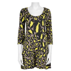 Diane Von Furstenberg Vintage Grey Silk Leopard Dress Size M
