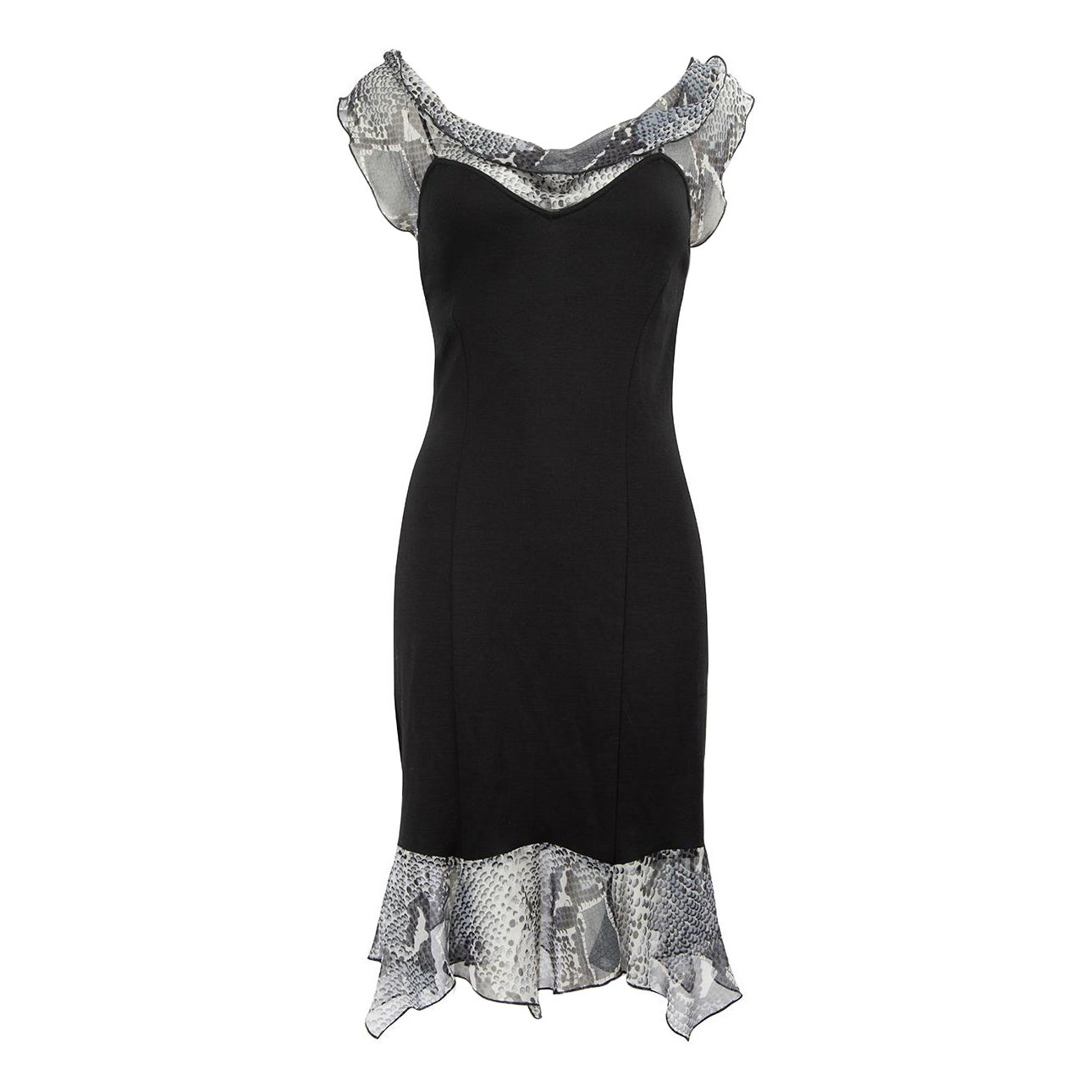 Diane Von Furstenberg Black Wool Snake Trim Dress Size M For Sale