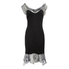 Diane Von Furstenberg Black Wool Snake Trim Dress Size M