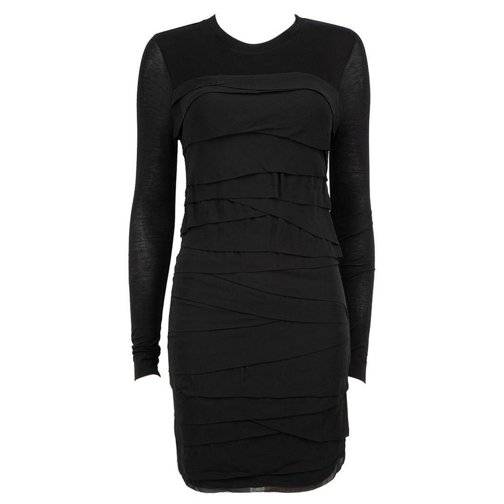 Diane Von Furstenberg Black Ruffled Mini Dress Size S For Sale