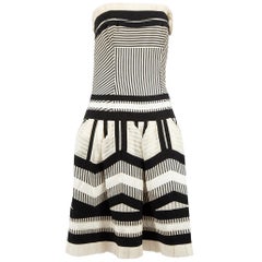 Diane Von Furstenberg Black & White Silk Striped Dress Size L