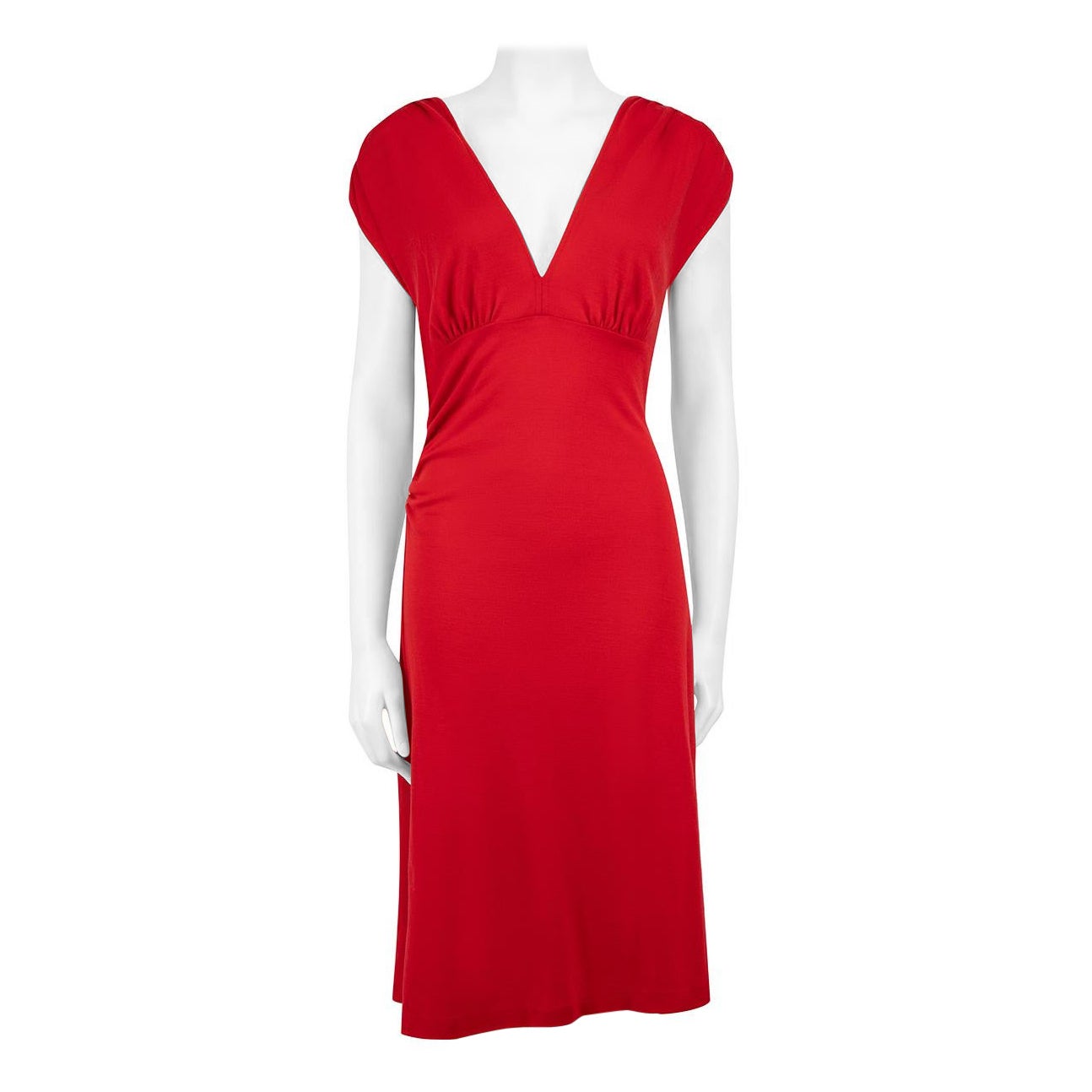 Diane Von Furstenberg Red Wool Knee Length Dress Size XXL For Sale