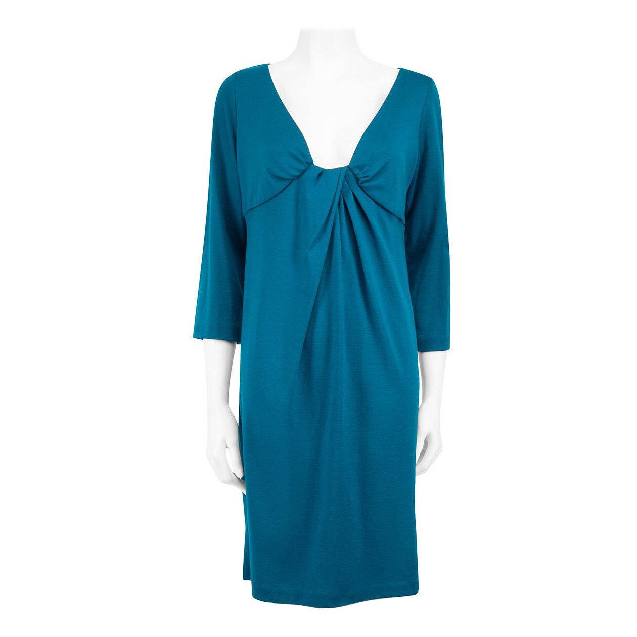 Diane Von Furstenberg Blue Wool Knee Length Dress Size XXL For Sale