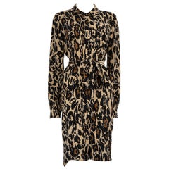 Diane Von Furstenberg Brown Leopard Print Shirt Dress Size XL