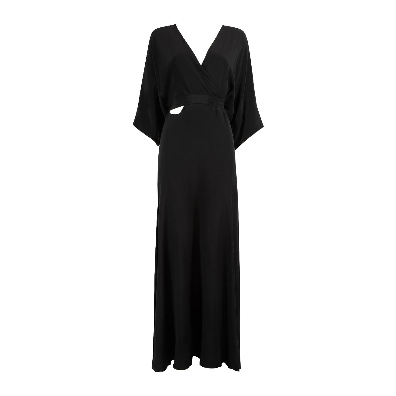Diane Von Furstenberg Black Silk Wrap Maxi Dress Size XL