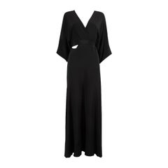 Used Diane Von Furstenberg Black Silk Wrap Maxi Dress Size XL
