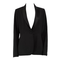 Dior Schwarzer einreihiger Blazer aus Satin mit Revers Größe XXXL