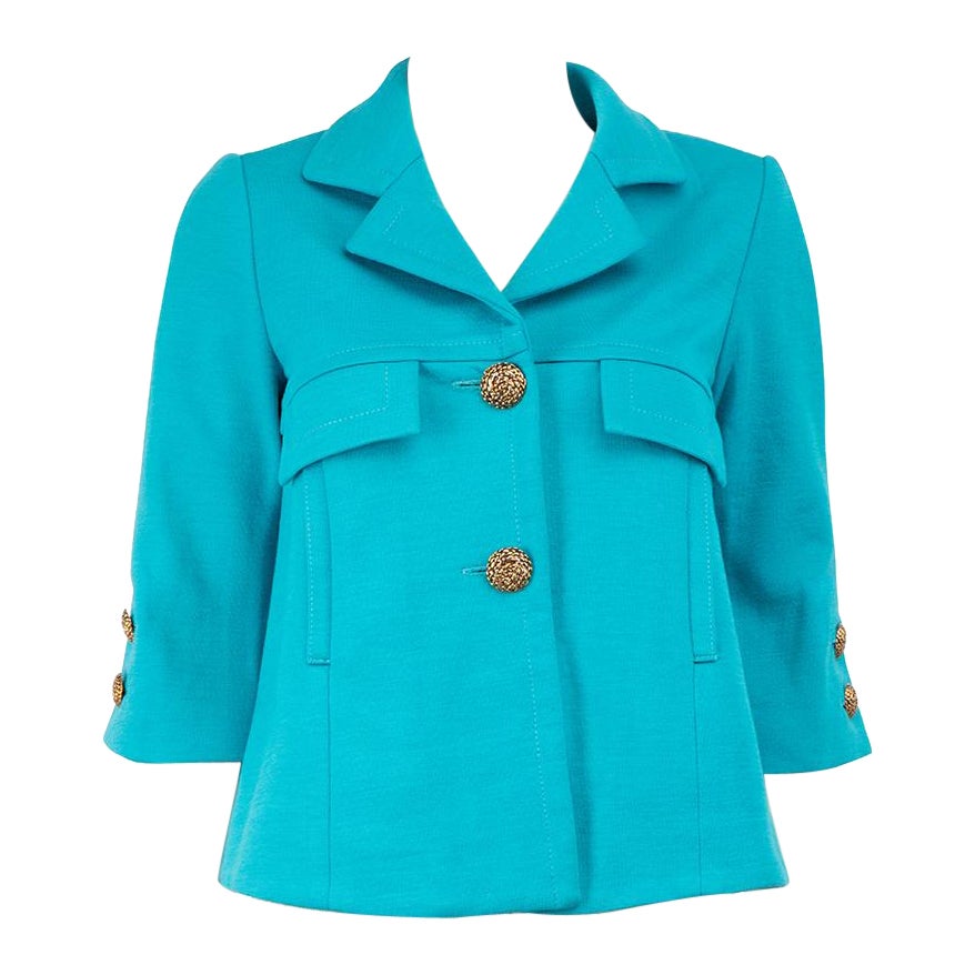 Smythe Blue Wool Pocket Detail Mid-Sleeve Blazer Size S For Sale