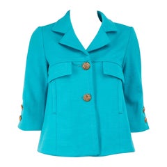 Smythe Blue Wool Pocket Detail Mid-Sleeve Blazer Size S