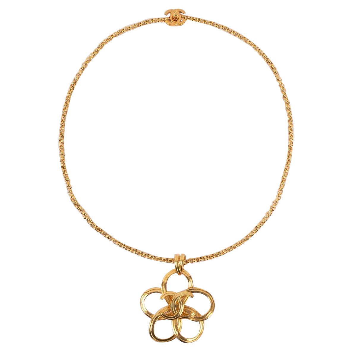 Chanel Golden Metal Pendant Necklace, 1996 For Sale