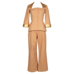 Thierry Mugler Light-Brown Wild Silk Set Couture