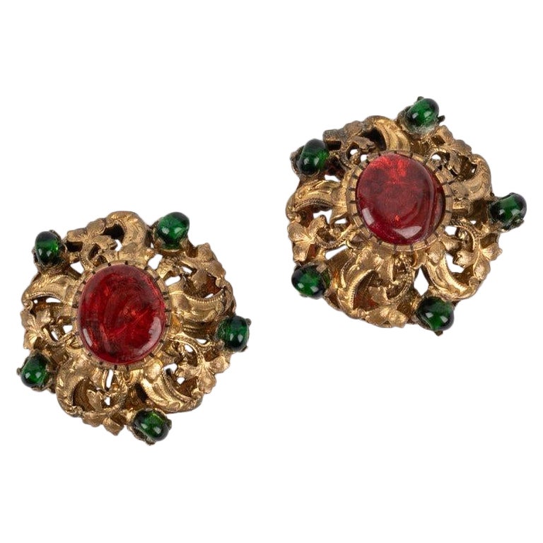 Golden Metal Earrings from the Coco Chanel Period For Sale