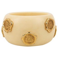 Vintage Karl Lagerfeld Cuff Bracelet in Beige Bakelite