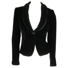 ARMANI COLLEZIONI Size 4 Black Velvet Under RUffle Shawl Collar Tuxedo Jacket 5