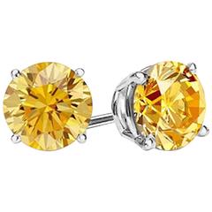  Intense Canary 12 Carat Each Faux Diamond Studs