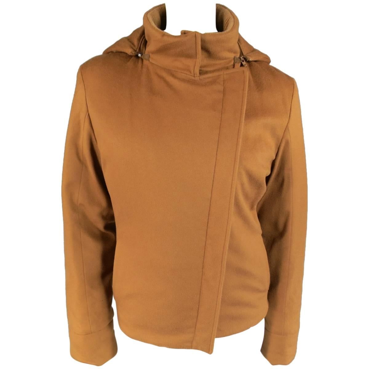 LORO PIANA Size 12 Tan Cashmere Storm System Hooded Ski Jacket