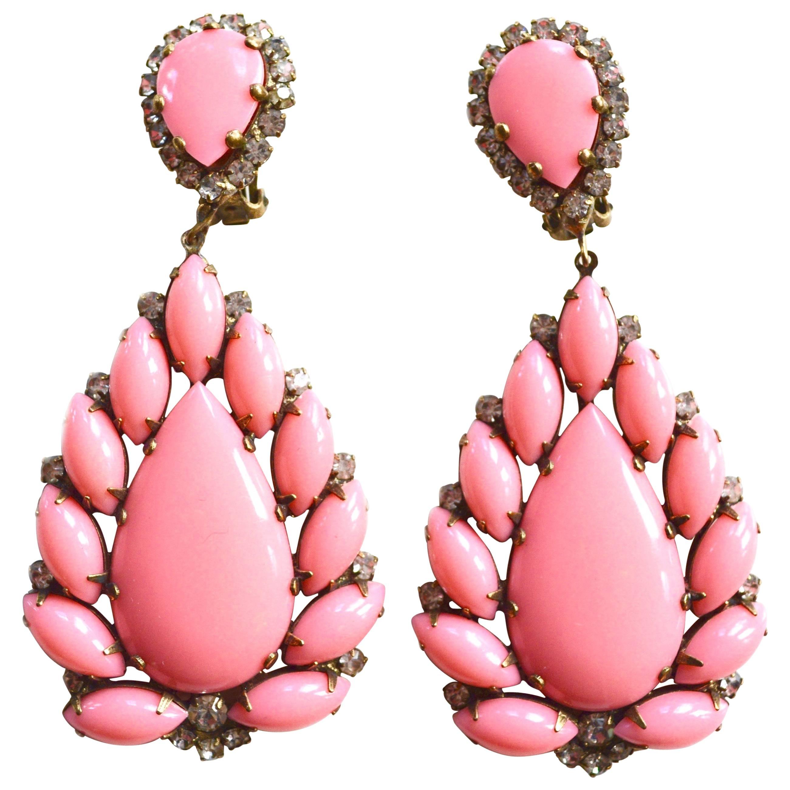 1960s Cotton Candy Pink KJL Earrings