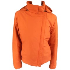 LORO PIANA Jacket - Size 12 Orange Nylon Padded Storm System Hood Ski Coat