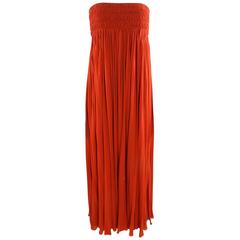 Alaia Red Jersey Strapless smocked tube Dress / Skirt