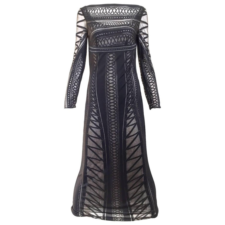 1990s Gianfranco Black Knit Illusion Dress For Sale