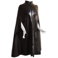 Unique Pierre Cardin Space Age Vinyl Cape Espresso Brown Faux Fur Lining 60s M 4