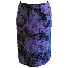 Vibrant Christian Lacroix Pencil Skirt Abstract Velvet Burnout + Wool Sz S 80s 12