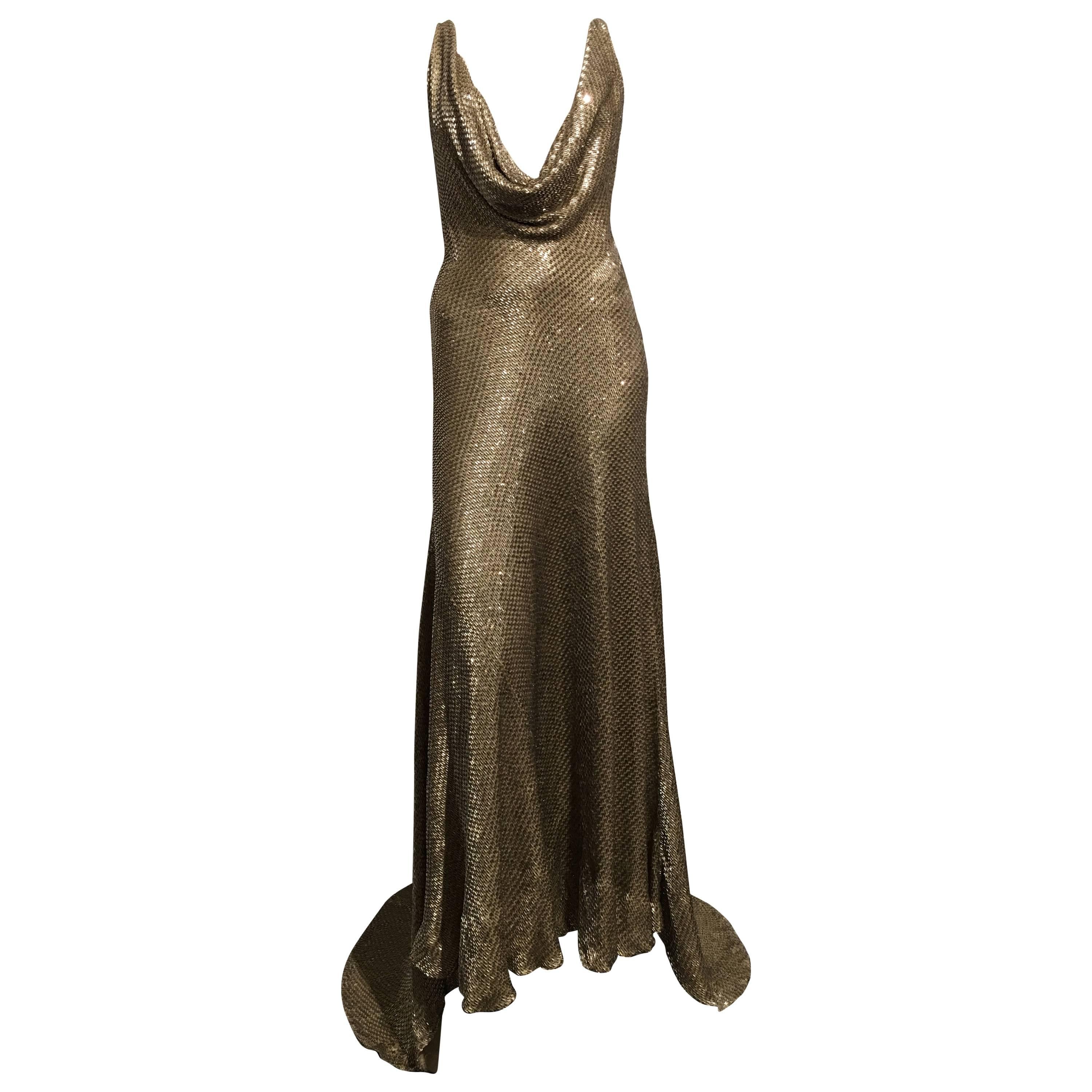 Ralph Lauren Gold Beaded Gown