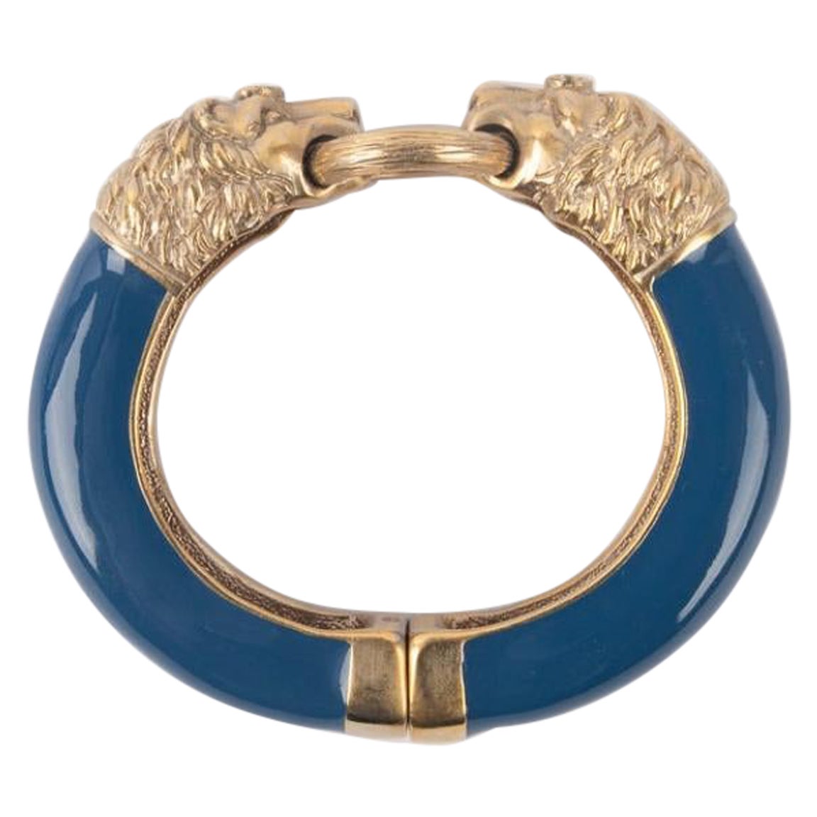 Chanel Goldenes Metall-Löwenkopf-Armband im Angebot