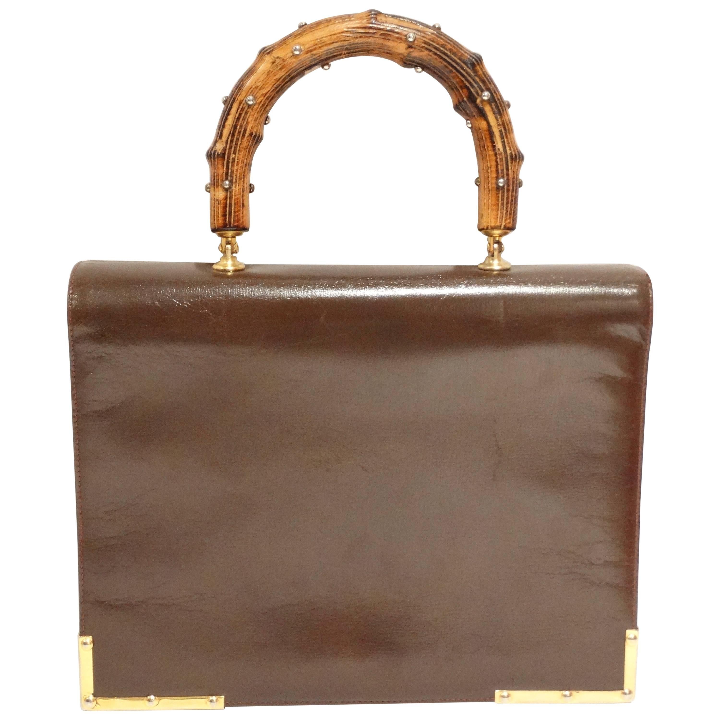 1950s Gorgeous Susan Gail Handbag with Embellished Wood Handle