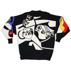 1980's Versace Intarsia Cubist Cardigan