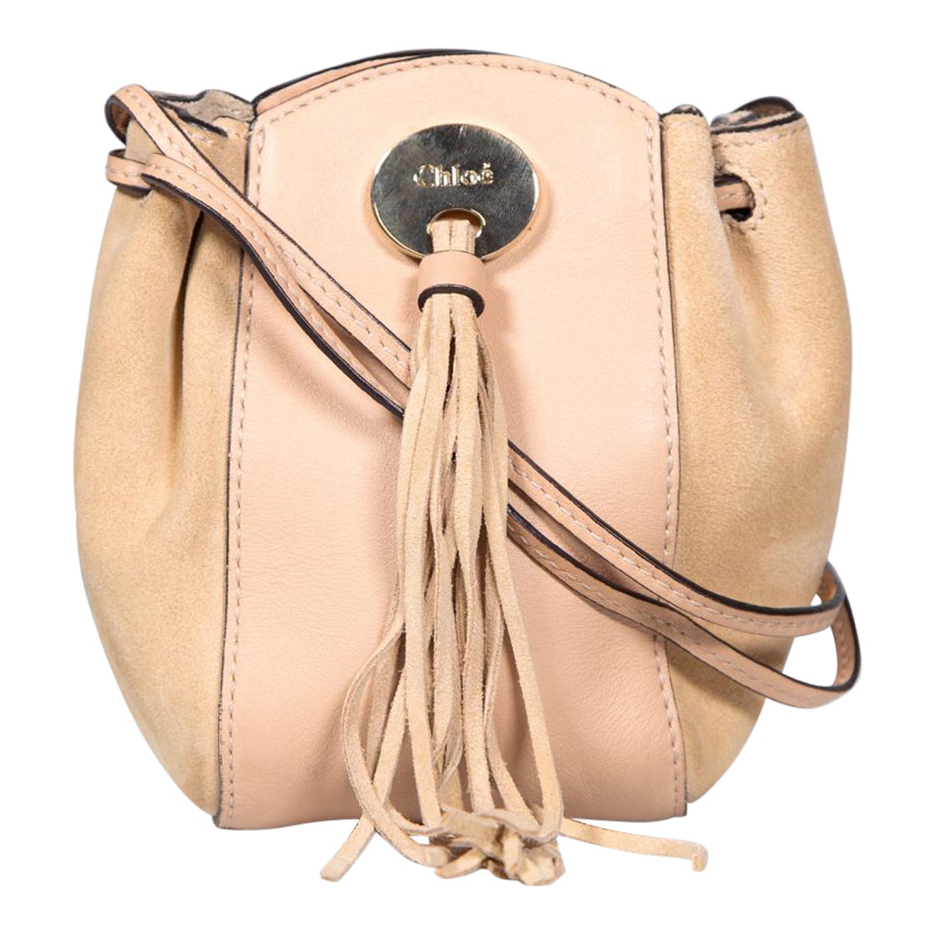 Chloe Beige Leder Mini Sac Kordelzug Tasche im Angebot