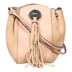 Chloe Beige Leather Mini Sac Drawstring Bag